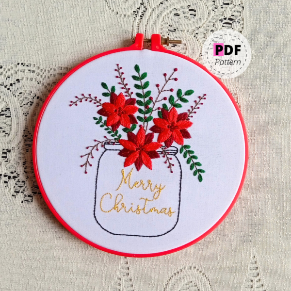 Patrón de Bordado en PDF "MERRY CHRISTMAS" / PDF Embroidery Template "MERRY CHRISTMAS"